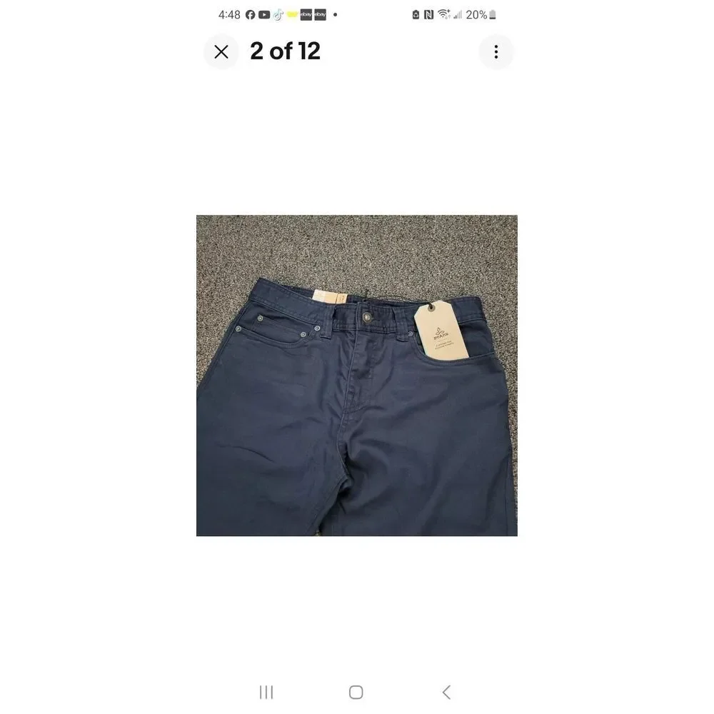 Prana Bridger Jeans Mens 30x36 Indie Blue Slim Straight Stretch 5 Pocket Organic
